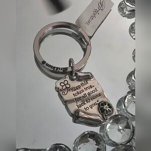 Brighton Silver Heartfelt Lucky Keychain with Green Clover Charm